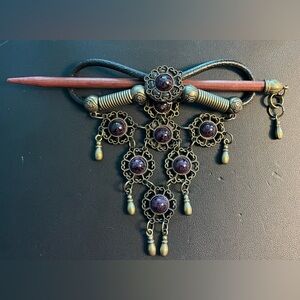 Vintage Bohemian Style Bun Maker Barrette influenced by Tibetan Victorian style